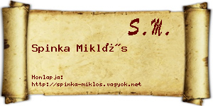 Spinka Miklós névjegykártya